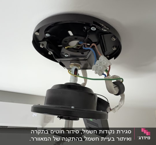 תמונה של התקנת מאוורר תקרה ללא כיסוי